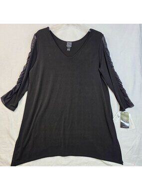 Clara Sunwoo V Neck Tunic L Black Ruched Sleeve Asymmetrical Whimsygoth Romantic